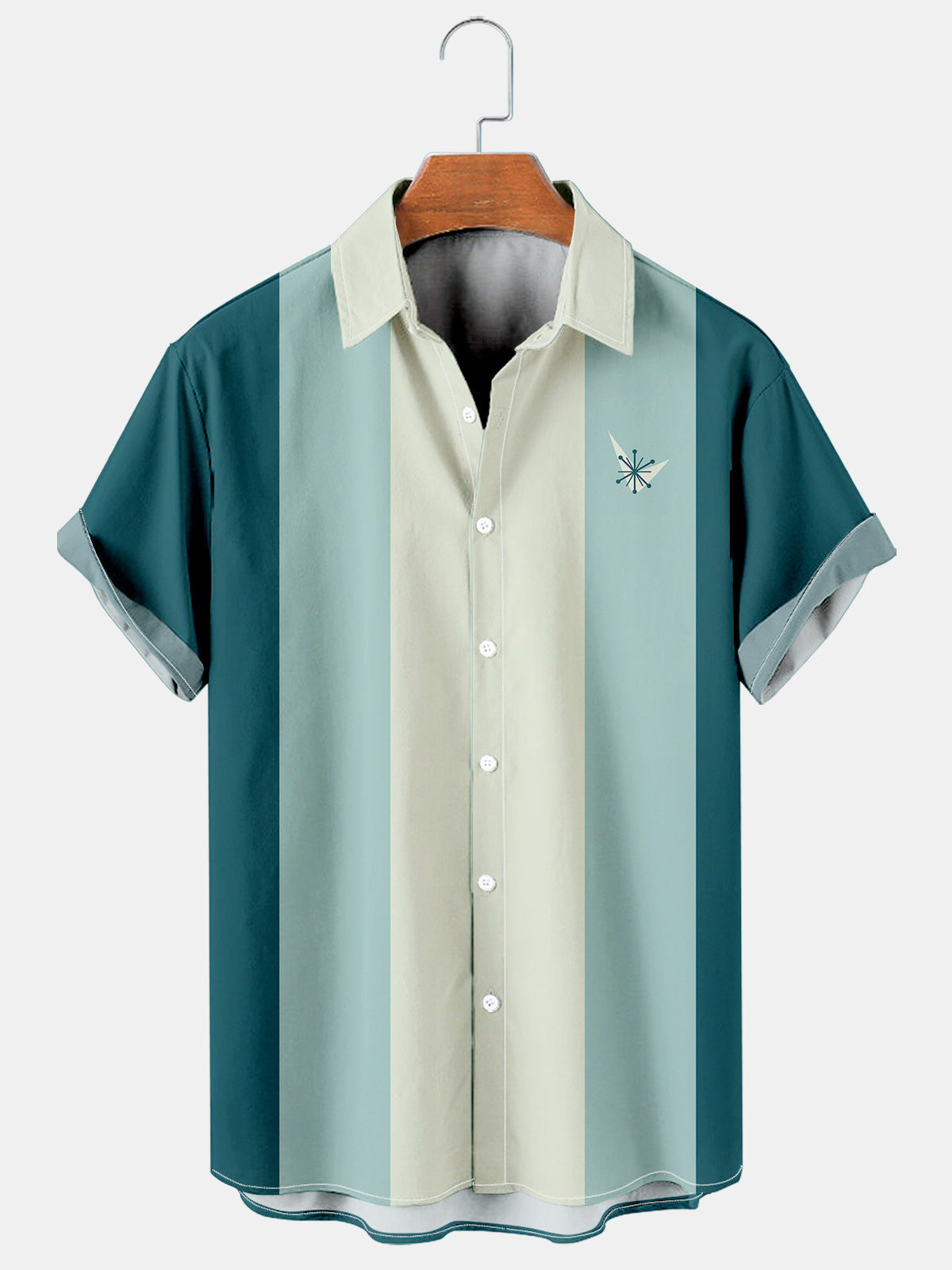 Atomic Mad Men Rockabilly Teal Bowling Button Down Shirt