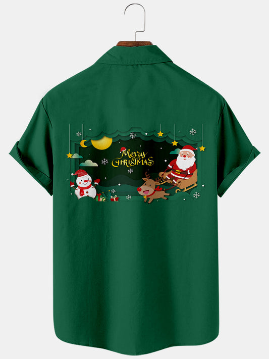 Christmas Fun Elements 3D Digital Printing Trend Loose Short-Sleeved Shirt Men's Top