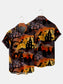 Men's Halloween Cat Print Casual Breathable Short Sleeve Shirt