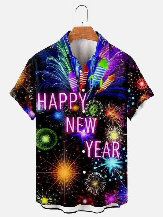 Happy New Year 2023 Men's Hawaiian Short Sleeve Shirt