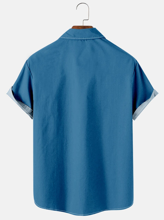 Men's Geometric Print Casual Breathable Hawaiian Short Sleeve Shirt
