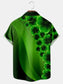 St. Patrick's Day Clover Print Casual Breathable Short Sleeve Hawaiian Shirt