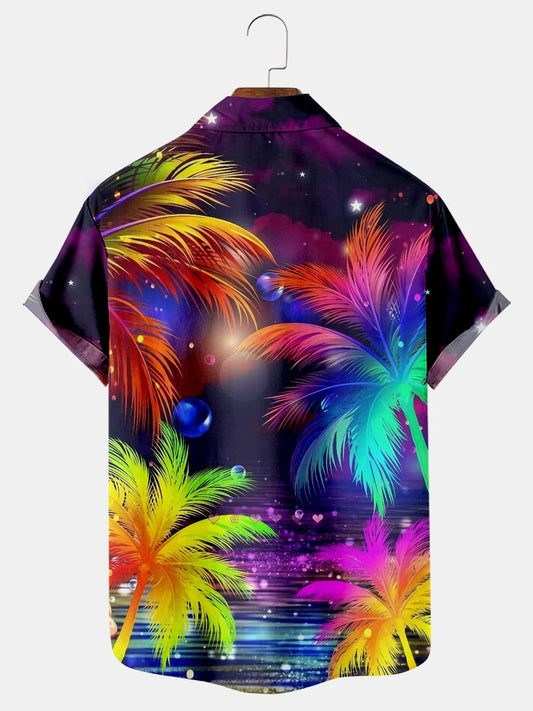 Coconut Tree Fluorescence Fashion Hawaiian Shirt