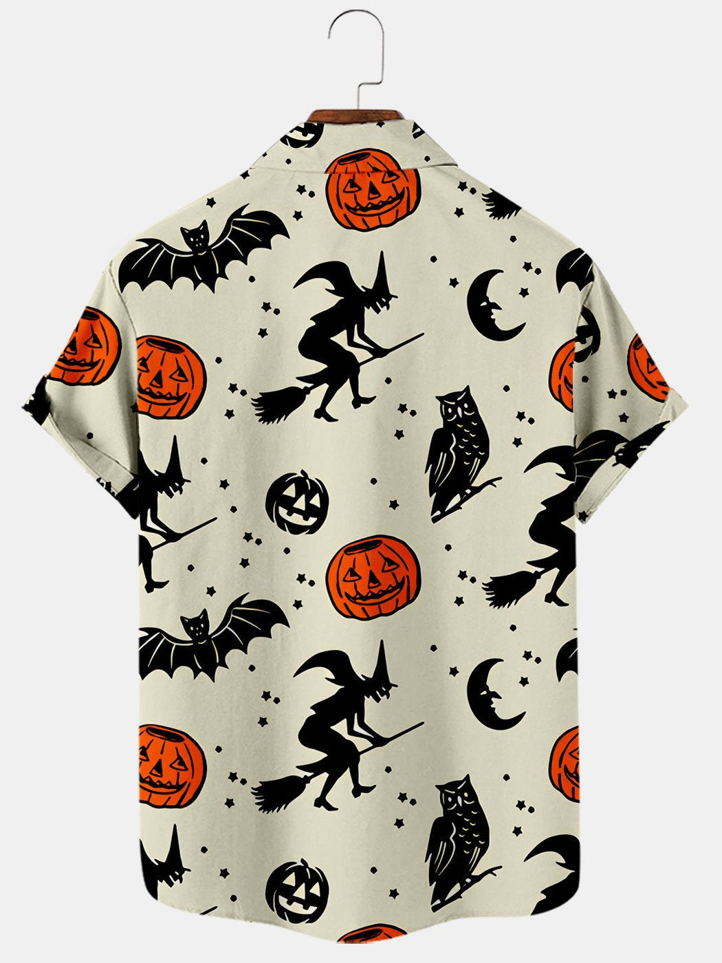 Men's Simple Halloween Wizard Pumpkin Print Casual Shirt