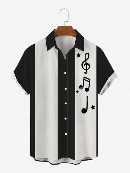 Casual Music Symbol Men's Large Short Sleeve Shirt