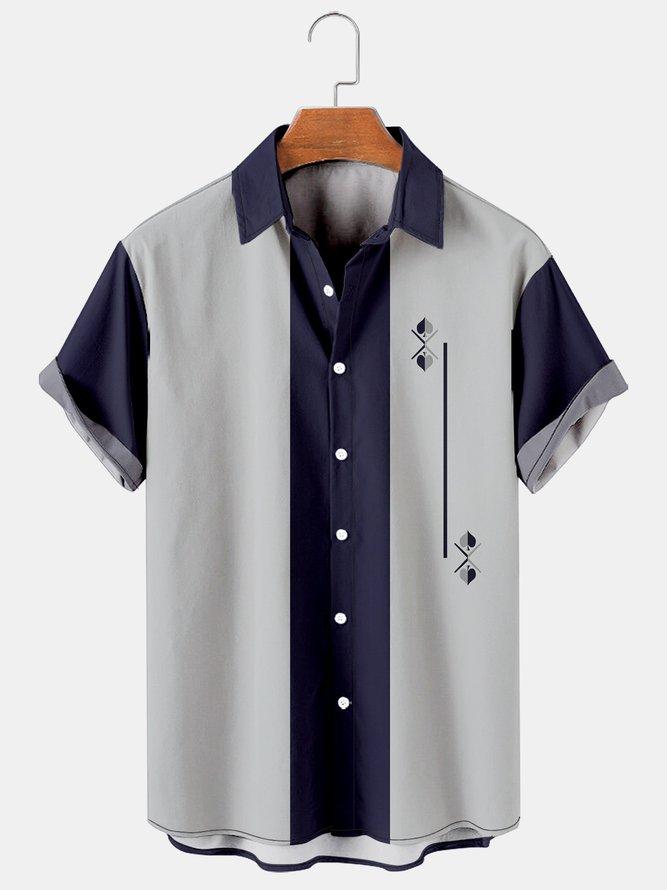 Simple Casual Pattern Stitched Men's Shirt
