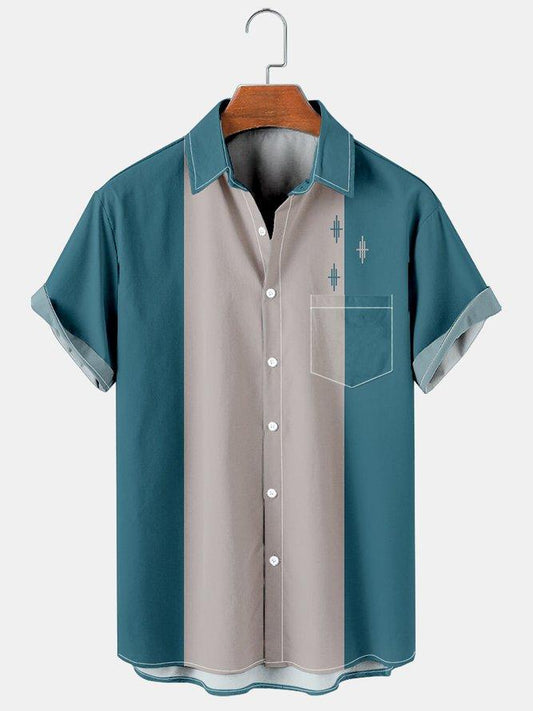 Men's Large Short Sleeve Shirt With Simple Pattern